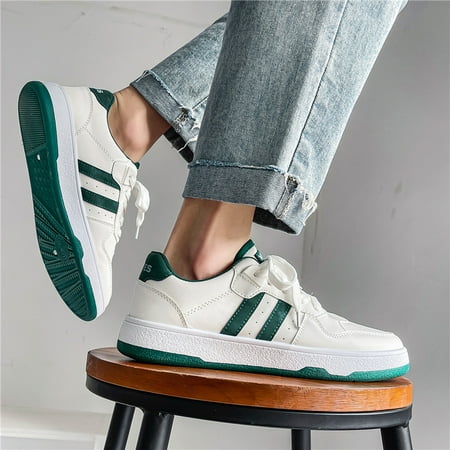 

Men‘s Plain Color Lace Up Skate Shoes Comfortable Sneakers For Casual & Walking