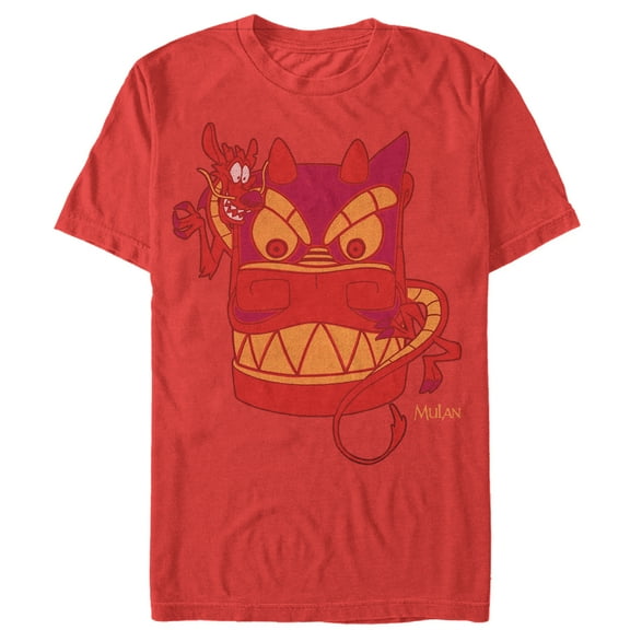 Men's Mulan Mushu Dragon Mask  Graphic Tee Red 3X Large