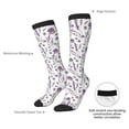 thumbnail image 5 of Picia Women Crew Soft Moisture-wicking Socks Lavender Flowers Pattern Design Cotton Socks, One Size fit All, 5 of 9