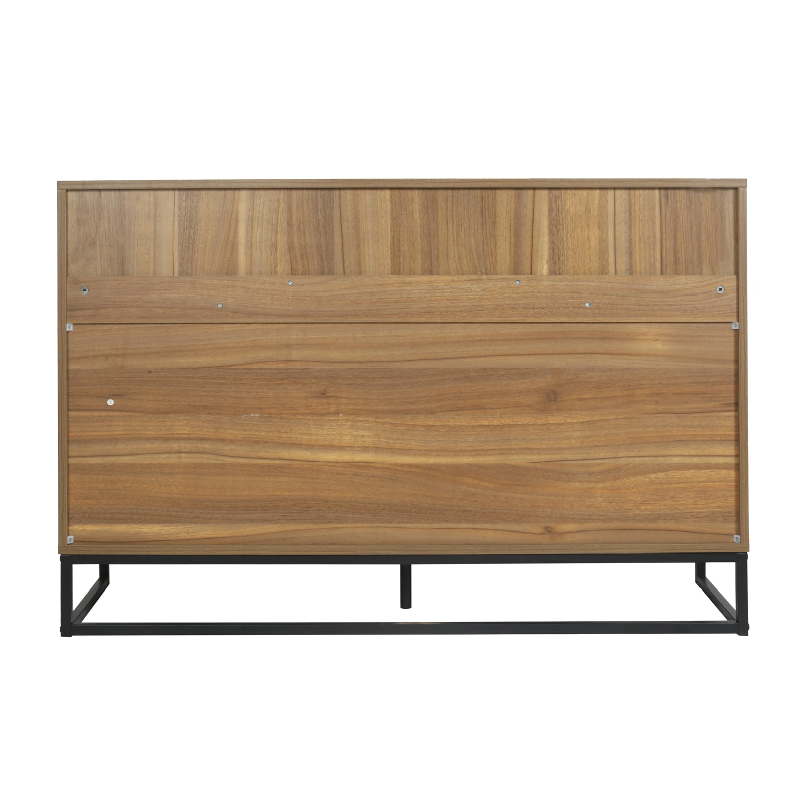 Yardi Yard 7 Double Drawer Dresser for Bedroom, Modern Accent Wide Chest with Black Knobs and Metal Legs Walnut Yardi Yard 7 Double Drawer Dresser for Bedroom, Modern Accent Wide Chest with Black Knobs and Metal Legs Walnut