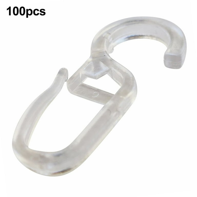 100Pcs Plastic Shower Curtain Hooks, Clip-on Hooks With 10mm Eyelet For Curtain  Rings - Pleating Hooks for Curtain&Liner Bathroom 