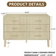 thumbnail image 3 of Furtivusia 6 Drawers Double Dresser for Bedroom, Modern Chest of Drawer Storage Cabinet with Wood Legs for Living Room, Oak Color, 3 of 9