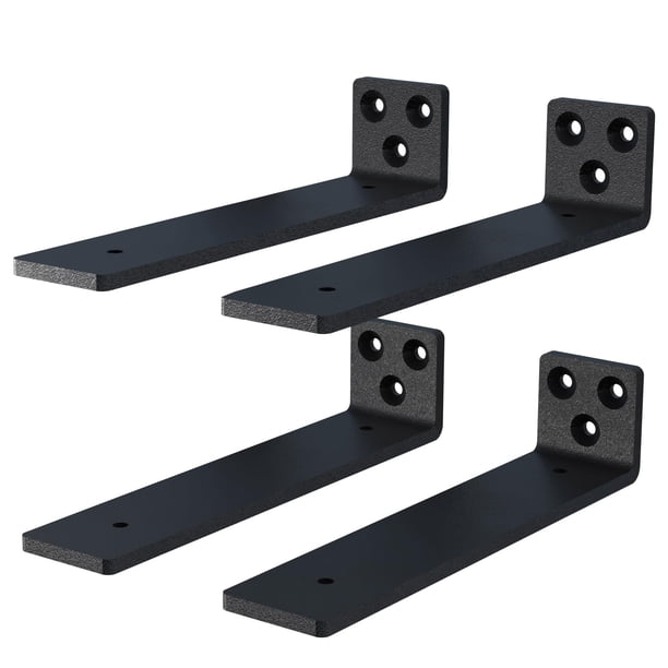 Soportes flotantes para estantes NEODROP de acero negro de 6 pulgadas, paquete de 4