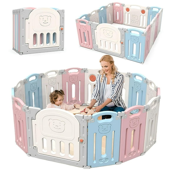 14 Panel Baby Playpen, Playard Bbay Gates, Baby Fence Kids Safety Activity Centre for Home Indoor Outdoor