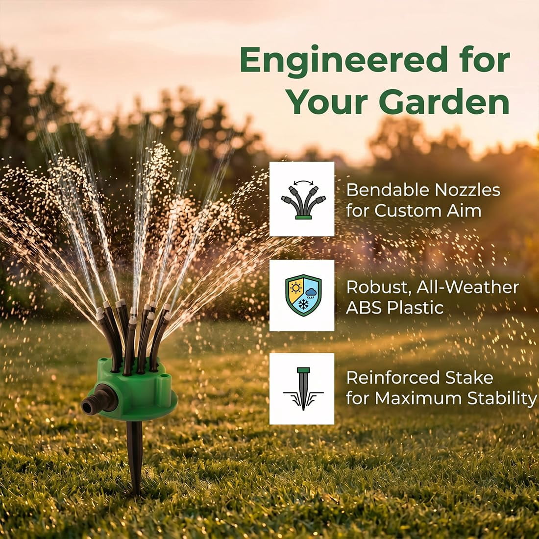360° Multi-Directional Lawn Sprinkler, Automatic 360 Rotating Roof Cooling Sprinkler for Large Area Coverage, Garden Sprinkler, Lawn Sprinklers for Yard Plant Irrigation & Pets Water Fun