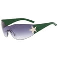 thumbnail image 2 of Fashion Men Women Star Wrap Around Sunglasses Cycling Rimless Futuristic Sunglasses, 2 of 4