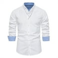 thumbnail image 1 of GigrtiJin Chemise Décontractée pour Hommes, Couleur Unie, Mode, Manches Longues, Ajustée, Extensible, Boutonnée, Formelle, 1 of 3