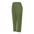 thumbnail image 4 of EDFBUYKRS Female Women Pants Casual Womens Track Pants with Stripe Petite Women’S Casual Linen Long Pants with Elastic Waist and Button Details M, 4 of 4