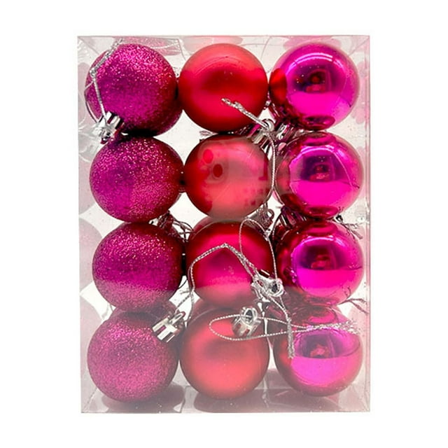 Aodebiao 24-Pack Mini Christmas Ornaments - 3cm Sparkling Tree Decorations - Shatterproof Plastic Baubles with Unique Designs - for Home, Party & Holiday Decor