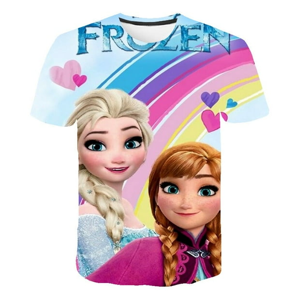 Nueva camiseta Anna Elsa con estampado de animales para niñas, camiseta Unisex de Elsa, ropa para niños, Top de dibujos animados para 3, 4, 5, 6, 7, 8 años, ropa de cumpleaños para niños 10T Gao Jinjia LED