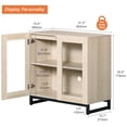 thumbnail image 2 of WAMPAT Sideboard Buffet Cabinets with Glass Doors, Modern Sideboard Credenza with Adjustable Shelf, Coffee Bar Storage Cabinet for Living Room, Kitchen, Beige, 2 of 9