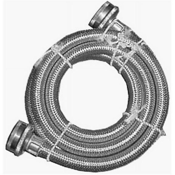 7243-48-34-1 Stainless-Steel Washing Machine Hose, Stainless-Steel, 3/4 x 3/4 x 48-In. - Quantity 1