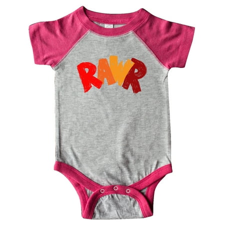 

Inktastic Rawr Distressed Text in Red and Orange Gift Baby Boy or Baby Girl Bodysuit