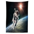 thumbnail image 3 of Ambesonne Galaxy Tablecloth Rectangular Table Cover, Astronaut with Sun Beams, 60"x90", Orange Grey, 3 of 4