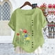 thumbnail image 5 of Xuyuer Women's Spring And Summer Block Print Round Neck Button Short Sleeve Casual T-Shirt, 5 of 5