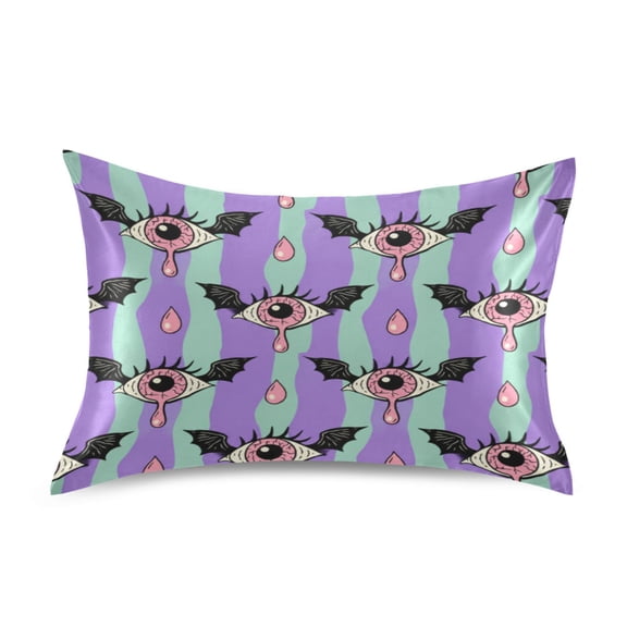 Satin Pillow Case Envelope Pillow Covers Standard Size Soft Pillow Cases for Bedroom, Bat Eye Printed