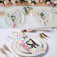 thumbnail image 3 of Easter Cloth Napkins, Spring Leopard Printed Bunny Colorful Striped Washable and Reusable Dinner Napkins Set of 2, Table Napkin for Kitchen Party Birthday Wedding Hotel Housewarming 20"x20", 3 of 9