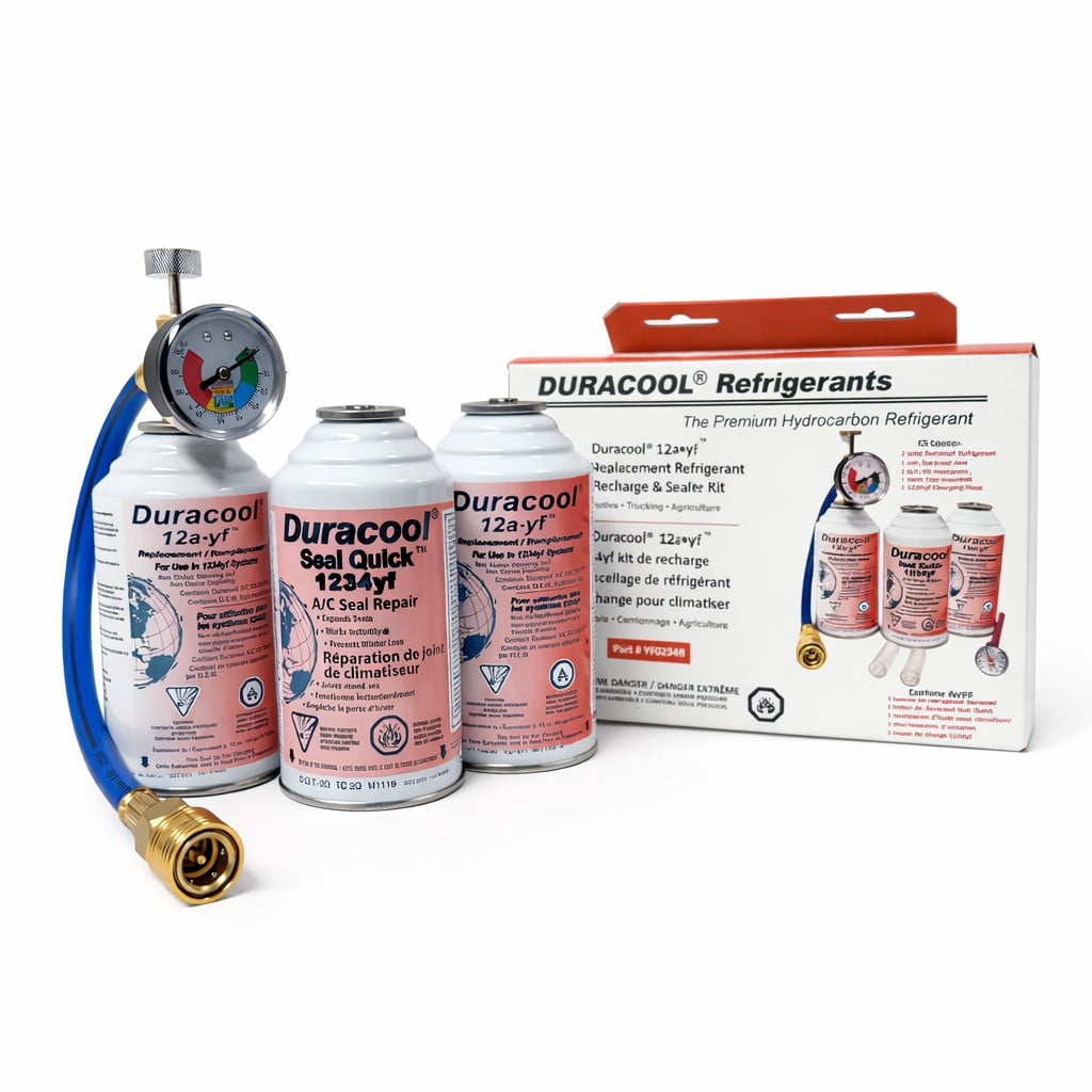 Kit de recharge de refrigerant Duracool 12a-yf Deluxe, pour les systèmes de climatisation mobiles OEM R-1234yf