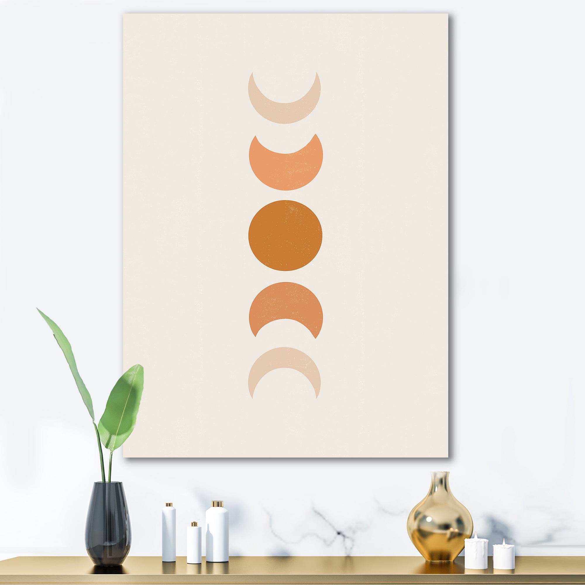 Minimalist Different Moon Phases 24 in x 32 in Painting Canvas Art Print, by Designart