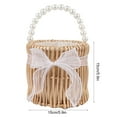 thumbnail image 3 of Flower Girl Basket with Pearl Handle Wedding Flower Basket Cute Rattan Wicker Basket with White Ribbon Wicker Storage Basket Decorative Baskets for Home Decor, 3 of 9