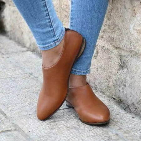 

Tejiojio Fall Clearance Women Shoes Solid Color Casual Fashion Zip Flat Heels Wear-resistant Pointed Ankle Boots