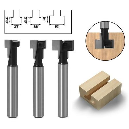 

Porfeet 1/3Pcs 5/16 3/8 1/2 T-Slot Keyhole Cutter Router Bit Woodworking Milling Tool(1 Pc 6x5/16)