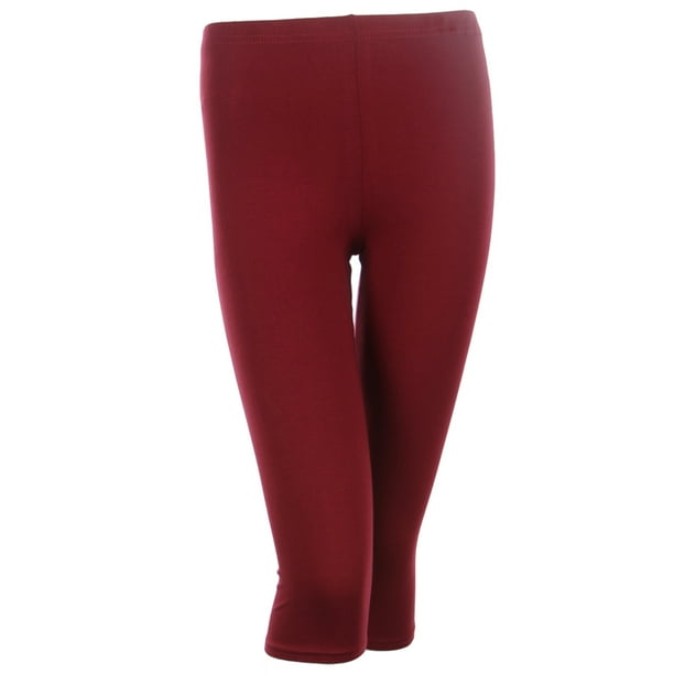 Ola Mari PLUS SIZE Solid Cotton Capri Leggings Plain Pants Capris For
