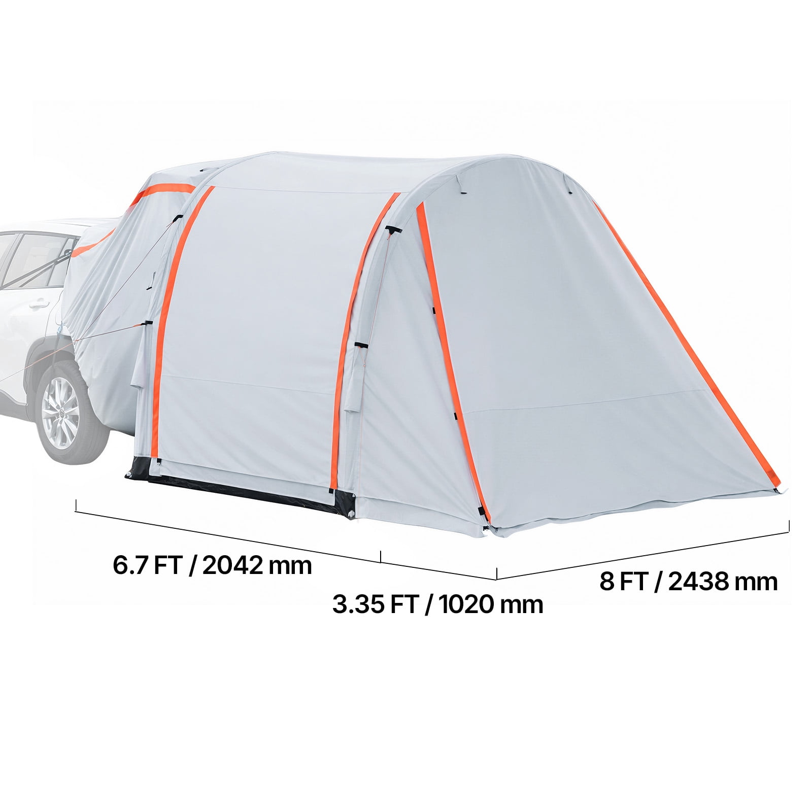 KFFKFF Inflatable SUV Tent with Awning, 8 x 6.7 ft 3-Season Tailgate Tent with Ventilated Doors & Mesh Window, PU2000mm Waterproof Rear Hatch Tent for Camping - Includes Air Pump