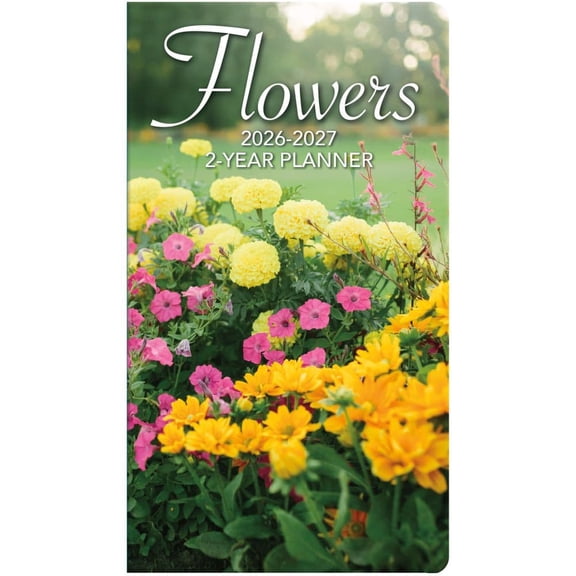 Turner Licensing, Flowers 2 Year 2026 Pocket Planner, 3.63'' X 6.38'', 12-Month Calendar with Stapled Binding