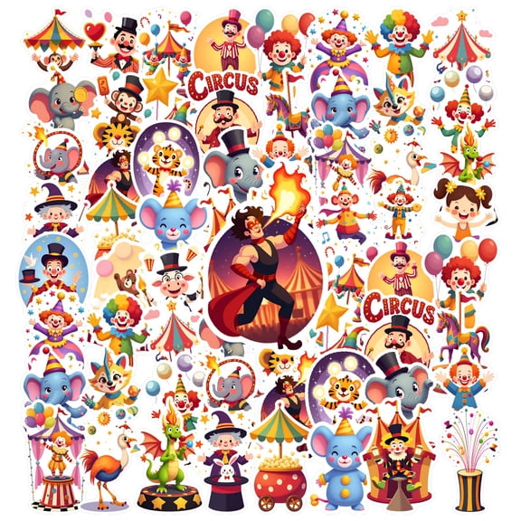 35pcs-50pcs Funny Stickers Circus Stickers Stickers Animal Stickers for Laptops Suitcase Phone