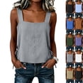 thumbnail image 2 of Women's Square Neck Sleeveless Top Casual Going Out Loose Fit Tank Tops Side Tie Summer Blouse Beach Vacation Shirt,Gray,2XL, 2 of 8