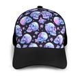 thumbnail image 3 of Naloa blue Skull flower Adult adjustable Print Baseball Hat, Patchwork curved brim baseball capfor Men and Women, One Size, 3 of 5