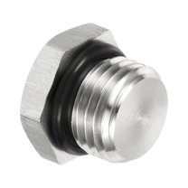 Uxcell G1/4 Male Plug Stainless Steel Thread Hex Head Socket Pipe Fitting with Sealing Rubber Ring