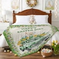 thumbnail image 3 of Throw Blanket Fleece Throw Blanket 50x60in, Green Truck Rabbit Flower Soft Lightweight Bed Blankets Rustic Easter Egg Pastoral Plant Fuzzy Couch Blankets for All Season, 3 of 9
