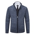 thumbnail image 3 of Bcfgryg Mens Autumn And Winter Fashion Casual Sweater Coat With Velvet Padded Sweater Knitted Cardigan Sweaters For Men Blue S, 3 of 4