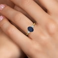 thumbnail image 4 of Gem Stone King 10K Yellow Gold Blue Sapphire and Lab Grown Diamond 3-Stone Ring for Women | 2.02 Cttw | Oval 8X6MM | Gemstone September Birthstone | Size 9, 4 of 6