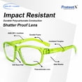 thumbnail image 3 of ProtectX Stylish Anti-Fog & Scratch-Resistant Safety Glasses With Readers, UV Protection Goggles, Anti-Impact Lightweight Glasses for Men＆Women Green Reading 2.5, 3 of 6