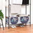 thumbnail image 3 of Yayeee Foldable Storage Basket for Shelves with Handles Set of 2 Waterproof Cloth Bins, Green Astronaut Planet, 3 of 7