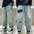 thumbnail image 3 of Teen Boys Jeans Spring Fall Children's Trousers Loose Fashion Cartoon Ripped Hole Toddler Korean Kids Casual Denim Pants 5-14 Y, 3 of 6
