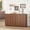 Brown, variant on PYY Black Tall Kitchen Pantry Cabinet with Microwave Hutch, Modern Coffee Station Buffet Sideboard Cabinet with Tempered Glass Doors & Adjustable Shelves, Freestanding Display Storage Rack Cupboard