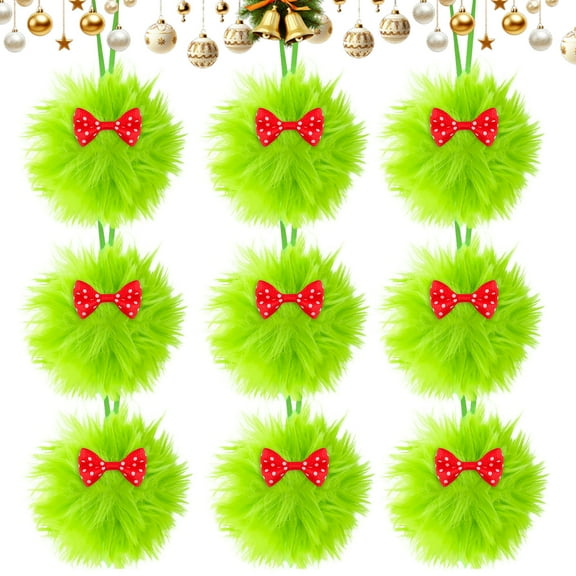PRETXORVE Christmas Decorations, Christmas Decor, 6-Piece Christmas Tree Decorations, Faux Balls with Ribbons Party Decorations