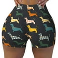 thumbnail image 2 of Haiem Plaid Dachshund No Front Seam Biker Shorts for Women Yoga Workout Gym Bike Shorts with Tummy Control Moisture-Wicking-X-Large, 2 of 9