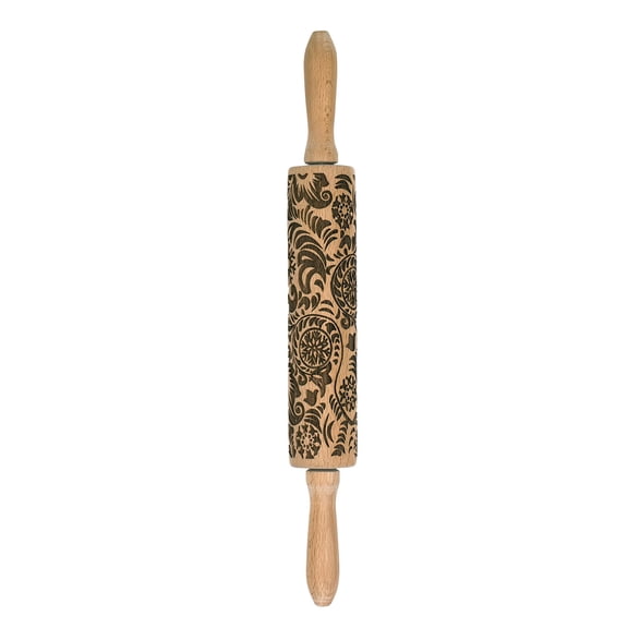 Mrs. Anderson's Baking Embossing Rolling Pin, Paisley Design, European Beechwood With Electroplated Iron Ball Bearings, 8-Inch x 1.75-Inch, For Decorative Cookies And Fondant