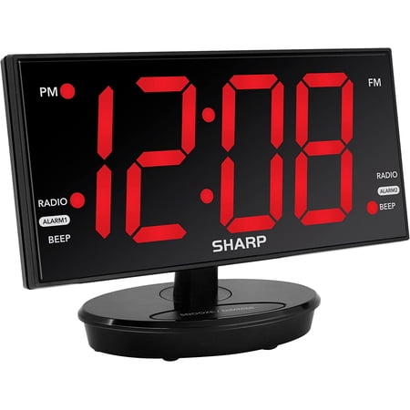 Digital Alarm Clock, 8.9 Extra Large LED Clock with Tilt and Swivel Display, AccuSet Automatically Sets the Time, Dual USB Charger Ports, FM Radio, 3 Level Adjustable Dimmer Brightness
