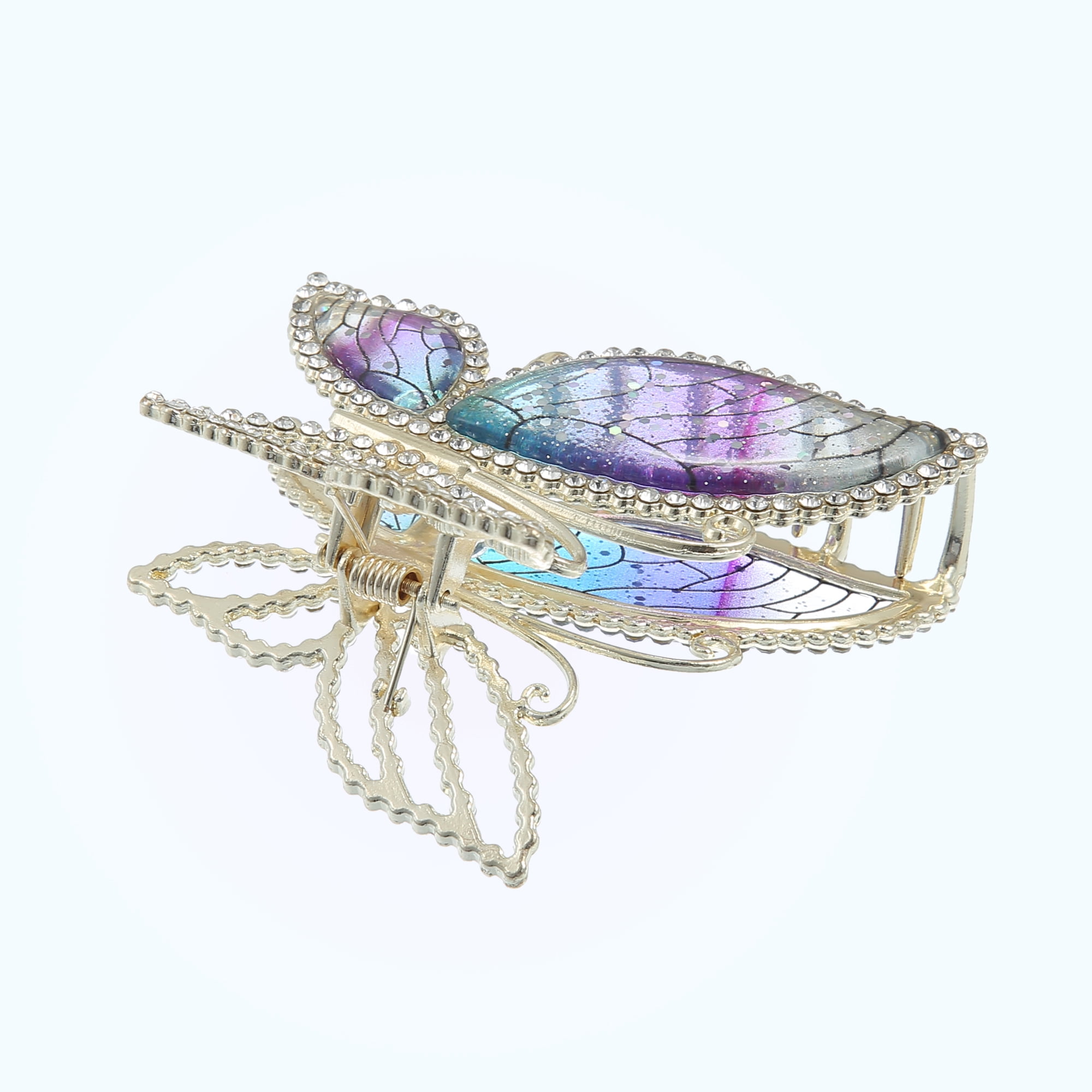 Unique Bargains Rhinestone Butterfly Hair Clips Barrettes for Girls Women Purple
