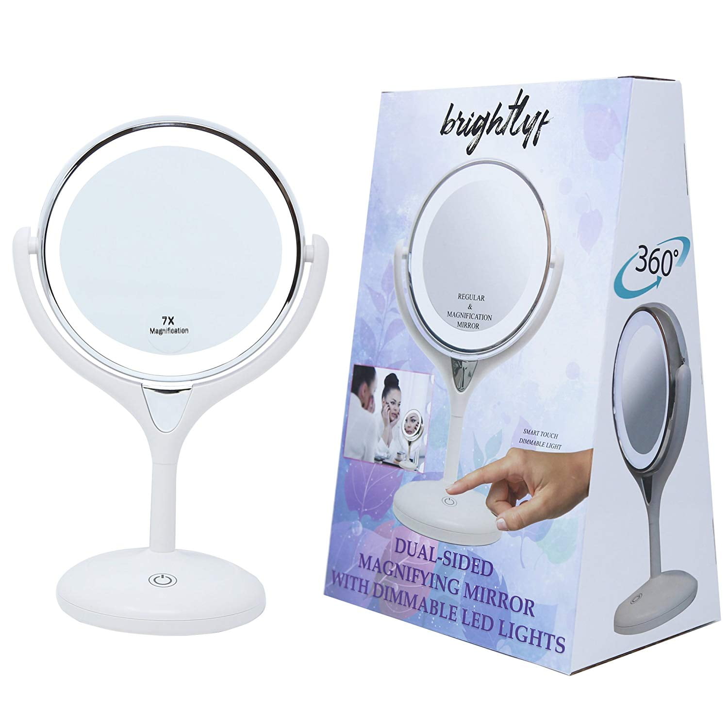 1X / 7X Lighted Magnifying Mirror Double Sided Glass for Cosmetic
