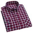 thumbnail image 2 of Mens Button Down Shirts Regular Fit Long Sleeve Casual Plaid Shirt Wine M, 2 of 3