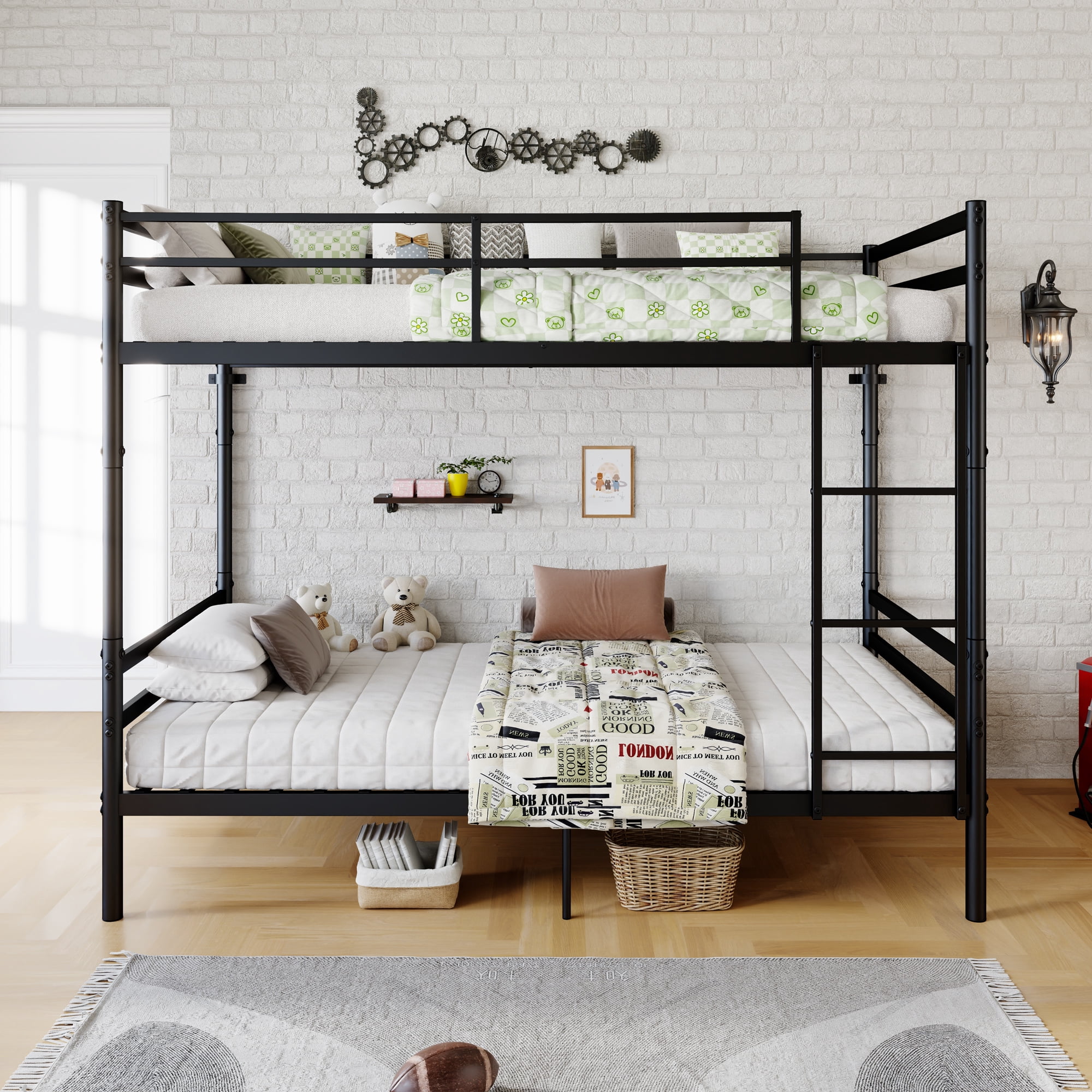Mintazer Convertible Twin Over Twin Metal Bunk Bed, Separable into 2 Single Twin Beds, Black