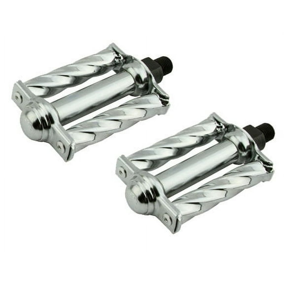 Mini Square Twisted Pedals 1/2" Chrome. Bike pedals, bicycle pedal, for lowrider , beach cruiser, chopper, limo, stretch bike