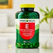 Spring Valley Vitamin E Dietary Supplement Softgels for Heart Health, 180 mg, 500 Count